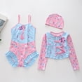thumbnail image 1 of Girls Swimsuits Size 2-4Y Print Thin Strap One Piece Swimsuit with Swimsuit Jacket Swim Cap 3 Piece Toddler Bathing Suit Girl, 1 of 4