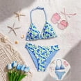 thumbnail image 1 of Girls Swimsuits Size 9-10 Girls Halterneck Tankini Drawstring Swimsuit Padded Bathing Suit 2 Piece Set for Teens 9-16Y, 1 of 5