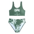 thumbnail image 1 of Girls Swimsuits Summer Coconut Tree Print Two Piece Tankini Boyshort Bathing Suit for Beach Rash Guard Green 9 Years-10 Years, 1 of 6