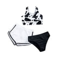 thumbnail image 1 of Girls Swimsuits Summer Crisscross Three Piece Cow Print Cute Back Floral Swimwear Bathing Suits For Teen Girls, 1 of 4