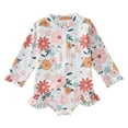 thumbnail image 1 of Girls Swimsuits Summer Long Sleeve Floral Prints 1 Piece Swimwear Beach Onesie Bikini Girls Bathing Suit,Size 18 Months-24 Months, 1 of 8