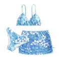 thumbnail image 1 of Girls Swimsuits Tankini Bathing Suits Child Girl 3 Piece Swimwears Swimming Suit Flower Print Bikini Tops Underpants Ruffles Skirt Summer Swimwear Set Outfits Beach Sport Swimsuit Set, 1 of 6