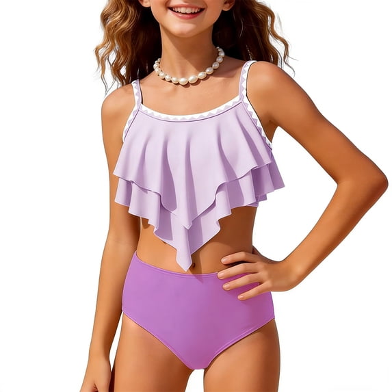 Girls Swimsuits Girl Bathing Suits 2 Piece Quick Dry Swimwear Summer Girls Bikini 11-12 Years
