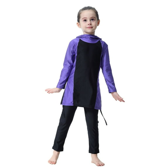Girls Swimsuits Two Piece Floral Rash Guard Full Coverage Long Sleeve Sun Swimsuit with Skirt Swimwear 4-5 Years