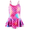 thumbnail image 1 of Girls One Piece Swimsuit Toddler Bathing Suit Girl with Mermaid Scales Printed, Toddler Swimsuit Girl for Adjustable Toddler Girls Swimsuit Age 4-5 Years, 1 of 6