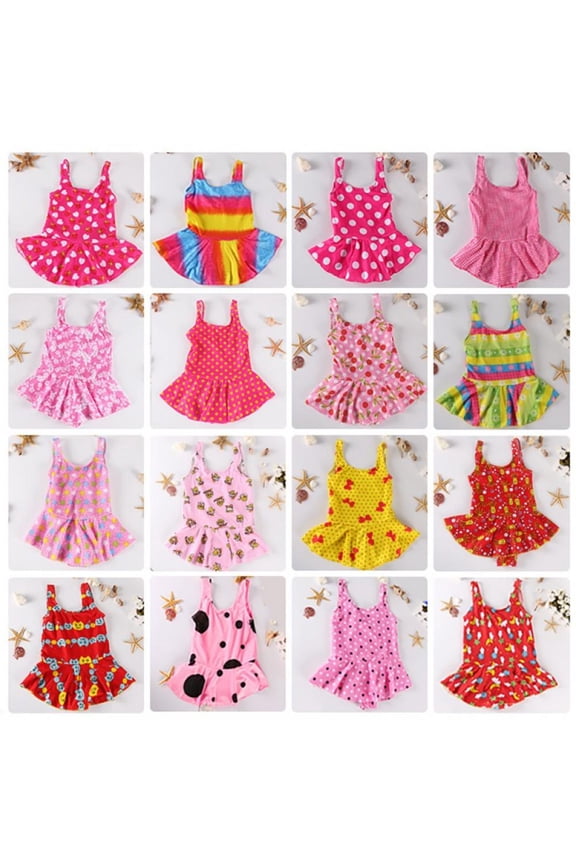 Girls Swimwear 1~9Years Kids Beach Wear Lovely Swimming Suits Bikini One Piece Swimsuit Floral Print Swimwear random color