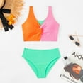 thumbnail image 1 of Girls Swimwear Cute Color Block Bathing Suit with Stylish Cut Out Design for Summer Activities, 1 of 3