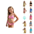 thumbnail image 1 of Girls Swimwear Floral Bikini With Layered Ruffle Trim And Matching Bottom For Beach Pool Party, 1 of 7