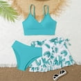 thumbnail image 1 of Girls' Swimwear Girls' 3 Piece Set Floral Print Bikini Swimsuit with Drawstring Beach Skirt Cute Ruched Bathing Suit, 1 of 4