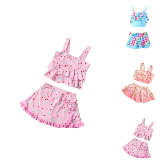 Girls Swimwear Girls Beach Swimwear Girls Swimwear for Girls Swimwear Two-Piece Bathing Suit for 3 to 14 Years Lightweight Durable Quick-Dry Suitable for Pool Beach and Indoor/Outdoor Swim