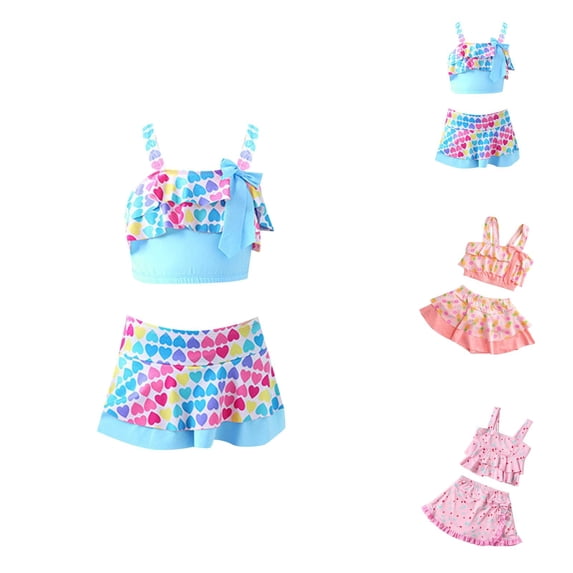 Girls Swimwear Girls Beach Swimwear Girls Swimwear for Girls Swimwear Two-Piece Bathing Suit for 3 to 14 Years Lightweight Durable Quick-Dry Suitable for Pool Beach and Indoor/Outdoor Swim