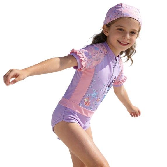 Girls' Swimwear Girls Long Sleeve Sun Swimsuit UPF 50 Rash Guard Piece Swimwear For Youth Toddler Kids