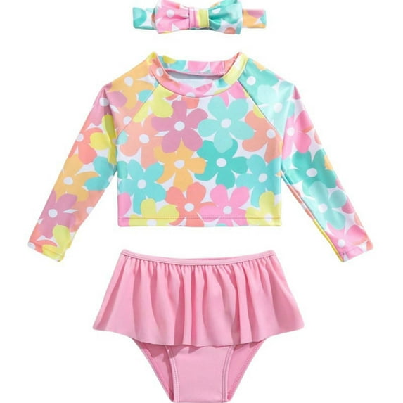 Girls' Swimwear Long Sleeve Rash Guard Upf 50+ Sun Bikini Swimsuit Girls Rash Guard