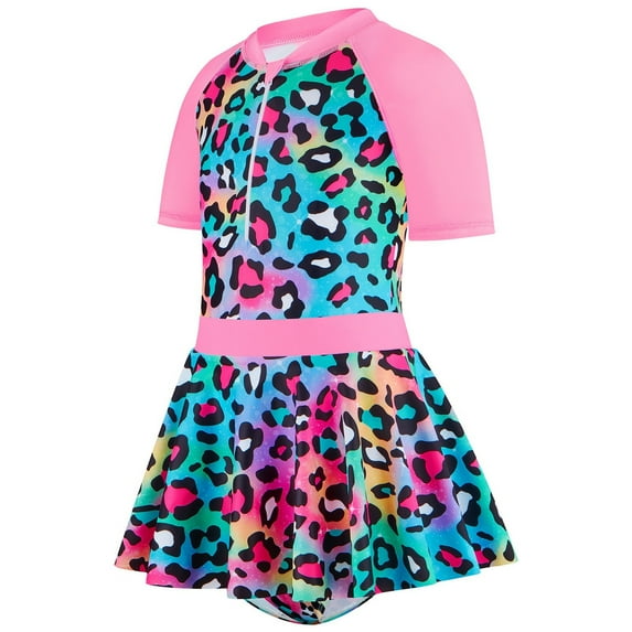Girls' Swimwear Sets Colorful Leopard Print 2 Pieces Swimsuit Kids Tops shorts outfit
