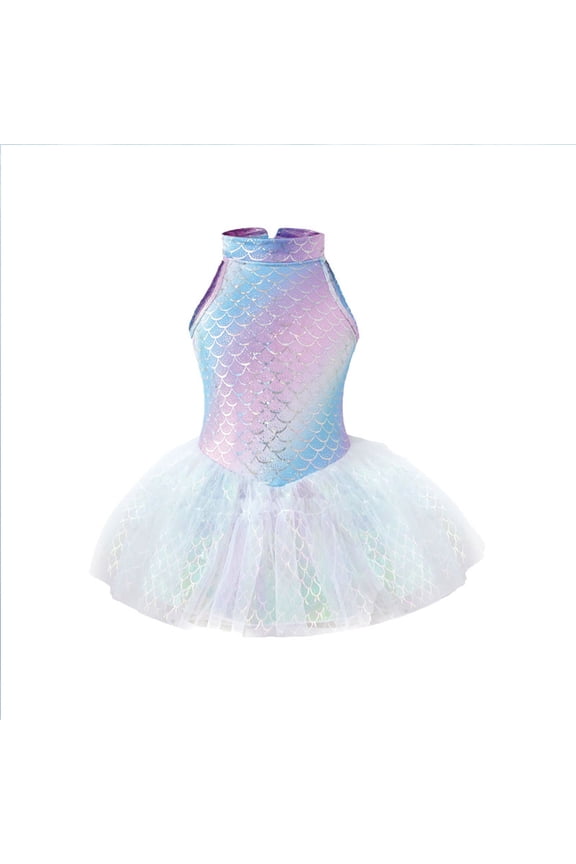 Girls' Swimwear Swimsuit Kids Bathing Suit Tail Tutu Dress with Sparkly Scale for Party