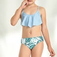 thumbnail image 1 of Girls Swimwear for Ages 7 to 14 - Stylish Two Piece Leaf Print Shorts for Swimming Pool and Hot Springs, 1 of 3