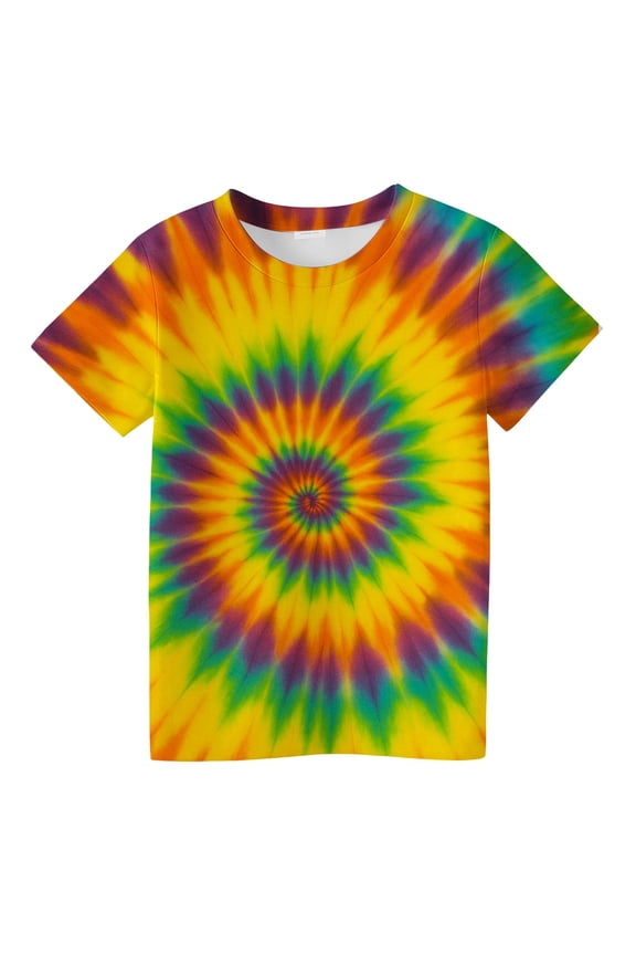 Girls Swirl Print Graphic Tee Round Neck Short Sleeve Top Comfortable Casual Daily Wear For Toddler Kids Tween Kids Summer Soft Comfy Cute Basic Tees