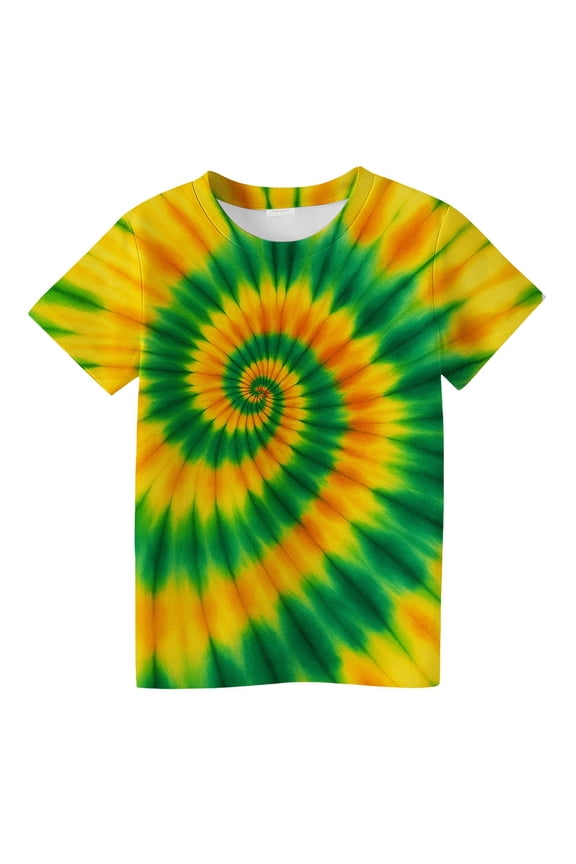 Girls Swirl Print Graphic Tee Round Neck Short Sleeve Top Comfortable Casual Daily Wear For Toddler Kids Tween Kids Summer Soft Comfy Cute Teen Basic Tees