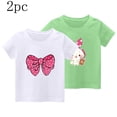 thumbnail image 1 of Girls' T-Shirt 2 Pack 100% Cotton Cute Tshirts Flower Bowknot Print Crewneck Short Sleeve Tees (9 Years, T-2PC), 1 of 3