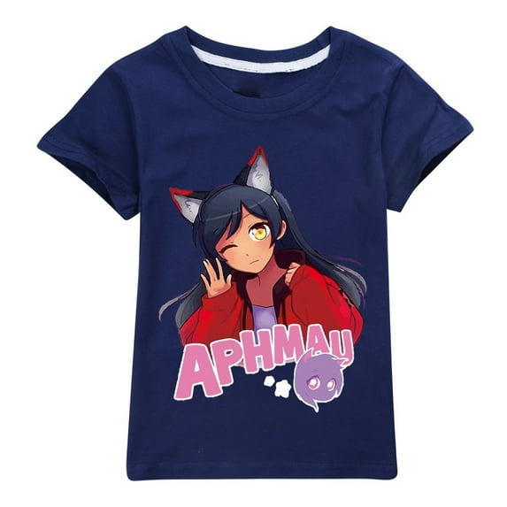 Girls T-Shirt Aphmaus Kids Short Sleeve Graphic Tee Cute Cartoon Character Cotton Top for Children & Teens Game Gift 