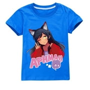 Girls T-Shirt Aphmaus Kids Short Sleeve Graphic Tee Cute Cartoon Character Cotton Top for Children & Teens Game Gift