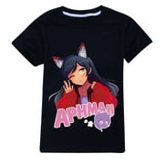 LQBNZQZ Girls T-Shirt Aphmaus Kids Short Sleeve Graphic Tee Cute Cartoon Character Cotton Top for Children & Teens Game Gift ﻿