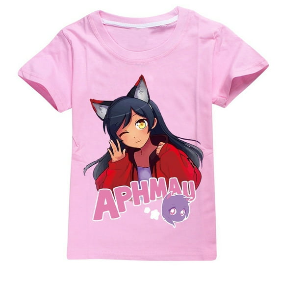 Girls T-Shirt Aphmaus Kids Short Sleeve Graphic Tee Cute Cartoon Character Cotton Top for Children & Teens Game Gift 