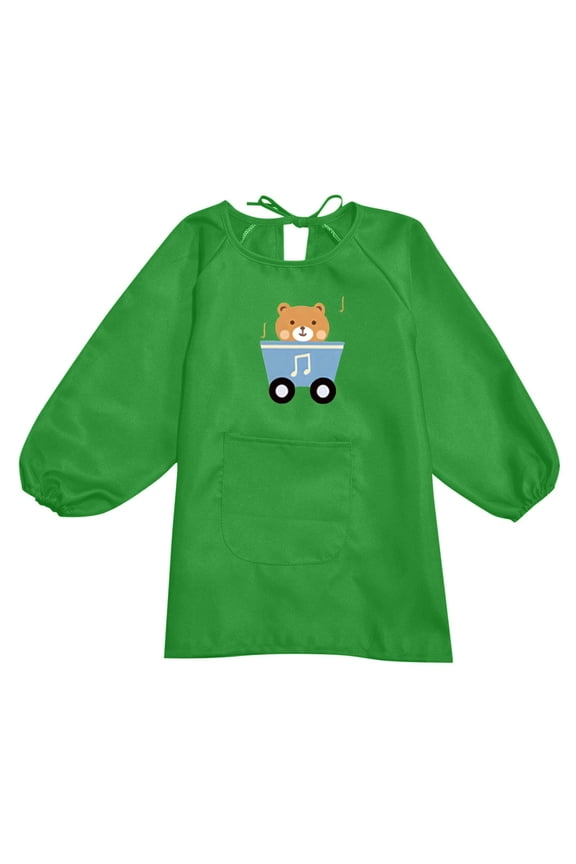 Girls T Shirt Art Pocket Printed Artist Aprons Smocks Long Sleeve Girls Athletic Tops,Green,120