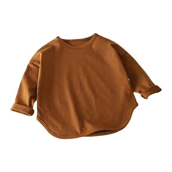 Girls T Shirt Coffee Long Sleeve Shirt Toddler Girls Crew Neck Basic Tees Fall Tops Boys 2-3 Years Clothes