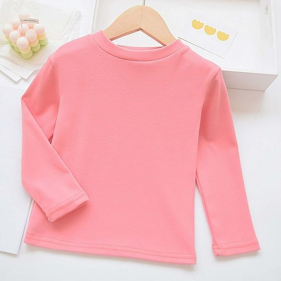 Girls T Shirt Girls Thermal Shirt Pink Long Sleeve Tshirts Girls Basic Crewneck Tops Fall Tops Girl Clothes Size 6-7 Years