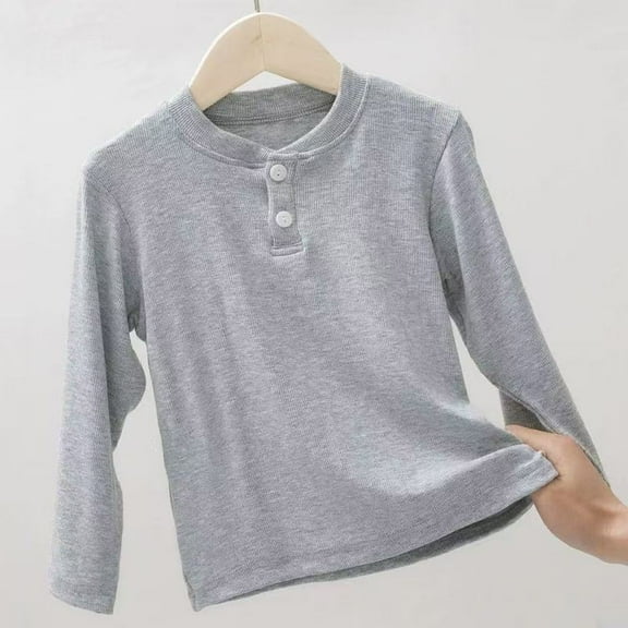 Girls T Shirt Grey Long Sleeve Shirt Crew Neck Basic Tops Fall Tops Boys 6-9 Months Clothes