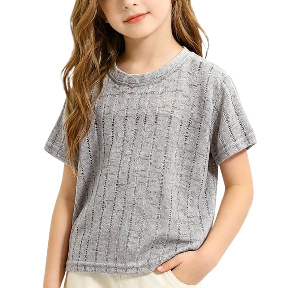 Girls T-Shirt, Knit, Crew Neck, Lightweight Short Sleeve Casual Tee for Summer Weekends and Everyday Outfit Rotation | VerBelle