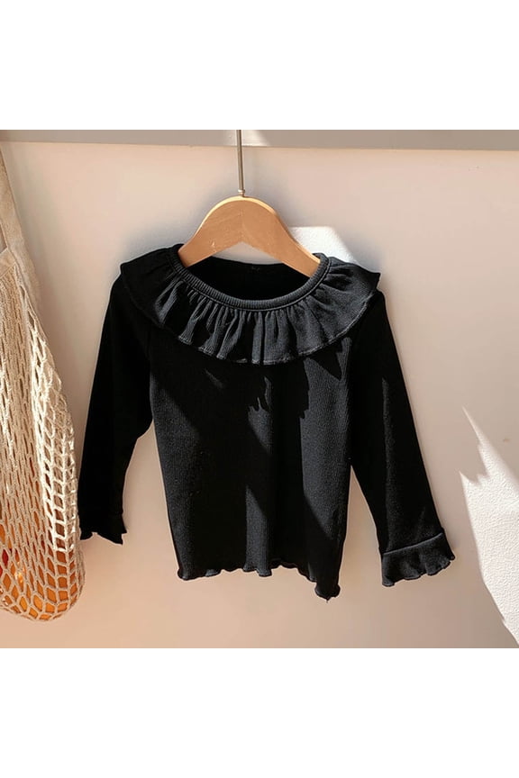 Girls T Shirt Long Sleeve Black Shirt Kids Fall Tops Crewneck Basic Tees Comfort Colors Girls White Shirt Size 3-4 Years