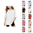thumbnail image 1 of Girls T Shirt Oversized Crew Neck Short Sleeve Drop Shoulder Relaxed Fit Streetwear Summer Shirts (3-14y), 1 of 7