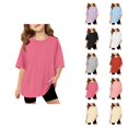 thumbnail image 1 of Girls T Shirt Oversized Crew Neck Short Sleeve Drop Shoulder Relaxed Fit Streetwear Summer Shirts (3-14y), 1 of 7