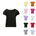 thumbnail image 1 of Girls T Shirt Puff Sleeve Plain Cotton Shirts Summer Crew Neck Casual Everyday Top (0-14y), 1 of 4