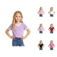 thumbnail image 1 of Girls T Shirt Ringer V-Neck Short Sleeve Basic Summer Tees Two-Tone Preppy Casual (7-16y), 1 of 6