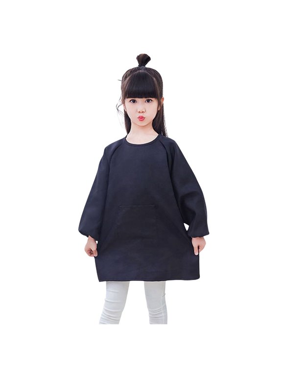 Girls T Shirt Shirts Kid Art Smock Solid Color Pocket Apron Printed Artist Painting Aprons Smocks Long Sleeve Girls Athletic Shirts Clothes