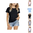 thumbnail image 1 of Girls T Shirt Short Sleeve Crew Neck Plain Ice Silk Basic Casual Summer Tees Fashion Clothing (2-12Y), 1 of 5
