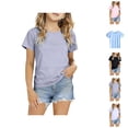 thumbnail image 1 of Girls T Shirt Short Sleeve Crew Neck Plain Ice Silk Basic Casual Summer Tees Fashion Clothing (2-12Y), 1 of 5