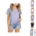 thumbnail image 1 of Girls T Shirt Short Sleeve Crew Neck Plain Ice Silk Basic Summer Tees Casual Fashion Clothing (2-12y), 1 of 6