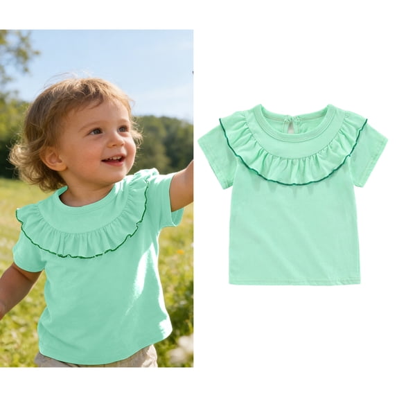 Girls T Shirt Short Sleeve Crew Neck Tshirts Slim Fit Tops for Girls 18-24 Months