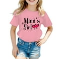 thumbnail image 1 of Girls T Shirt Short Sleeve Letter Graphics Round Neck Kids Funny Tops Size 8-9 Years,Pink, 1 of 5