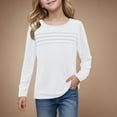 thumbnail image 1 of Girls T Shirt White Long Sleeve Shirts Girls Crew Neck T-Shirts Fall Clothes Girl Clothes Size 7-8 Years, 1 of 7