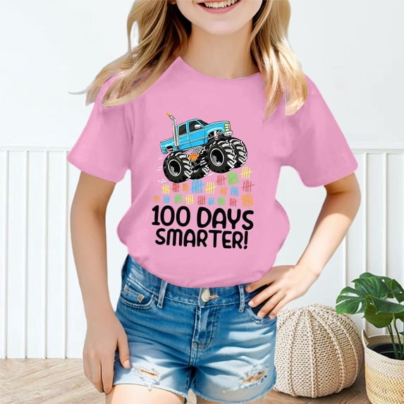 Girls T Shirts 100 Days Of School Shirt Graphic T Shirts Casual Summer Tops Tees Shirts for Youth Girls for Back To School