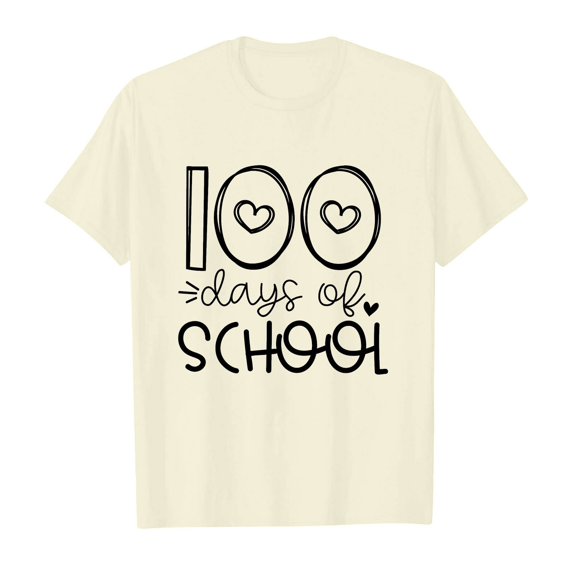 Girls T Shirts 100th Day of School Shirt Kids Short Sleeve Fun Patterns Tee Little Boys Clothes for Toddler Boy 3-4 Years
