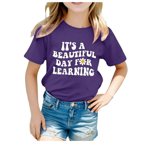 Girls T Shirts 7-8 Plain Tshirt Short Sleeve Cotton Tee Tops Modern Fit Back To School Outfits for Girls Birthday Girl Clothes Outifit,Dark Purple,-