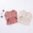 thumbnail image 1 of Girls T Shirts Baby Double Layer Ruffle Coconut Button Front Long Sleeve Top Girls Tops Red 3-6 Months, 1 of 9
