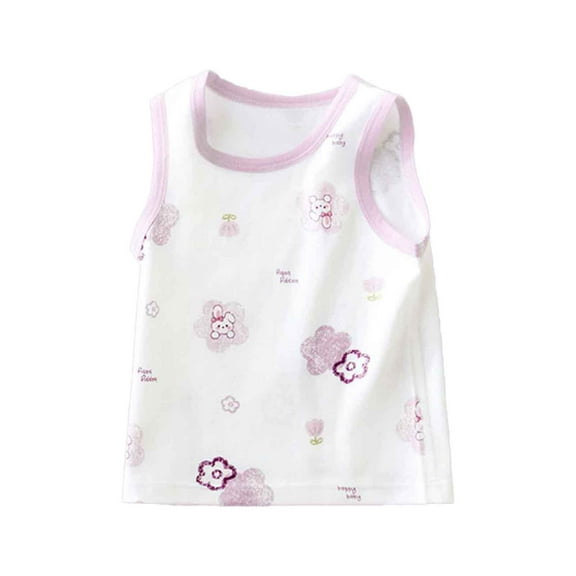 Girls T Shirts Baby Toddler Summer Sleeveless Solid Car Panda Dinosaur Bunny Print Breathable Tank Top Boys T Shirts Purple 2 Years-3 Years