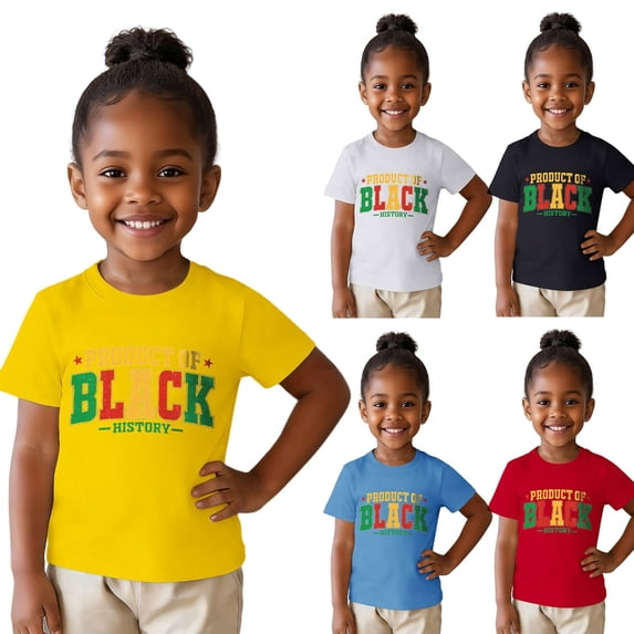 Girls T Shirts Black History Month Empowerment Graphic Short Sleeve Tee Top Girls' Tops White 3-4 Years